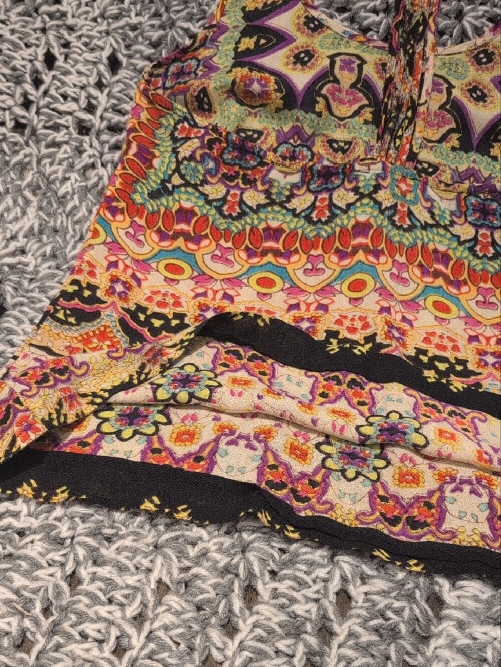 Patrons of Peace Boho Festival Tank Top Small | Psychedelic Print Racerback - Picture 6 of 7